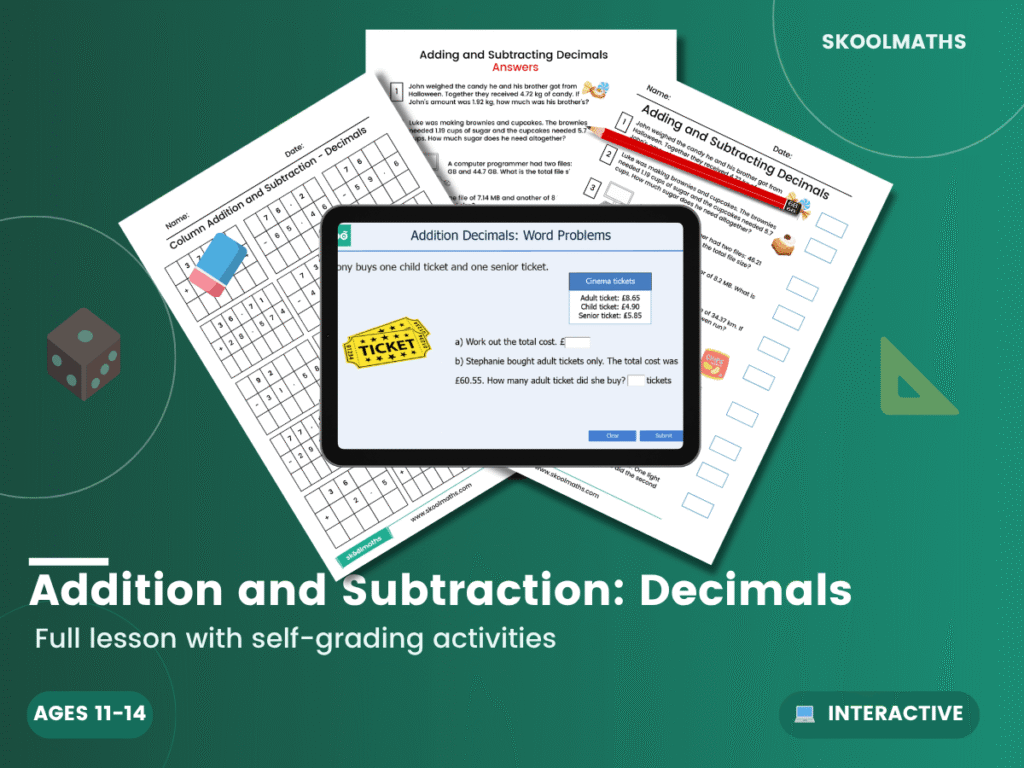 Adding and Subtracting Decimals with Printable Worksheets