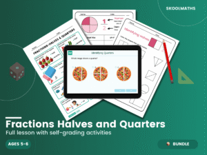 Fractions Halves and Quarters | Year 1 | Worksheets Included