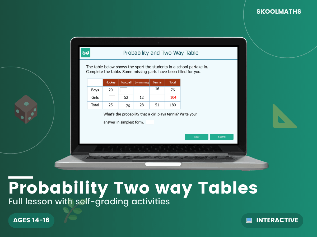 Probability Two way Tables GCSE (1-9) – Maths, Science & English ...