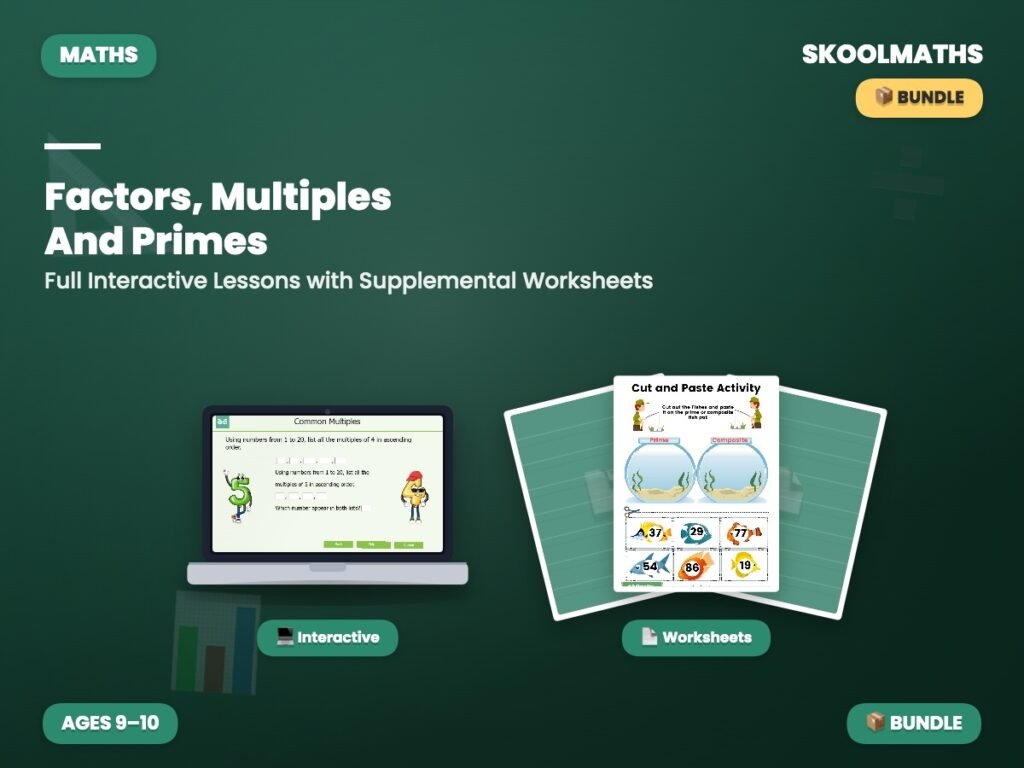 Factors, Multiples And Primes: Maths Bundle — Interactive Lesson (Ages 9–11)