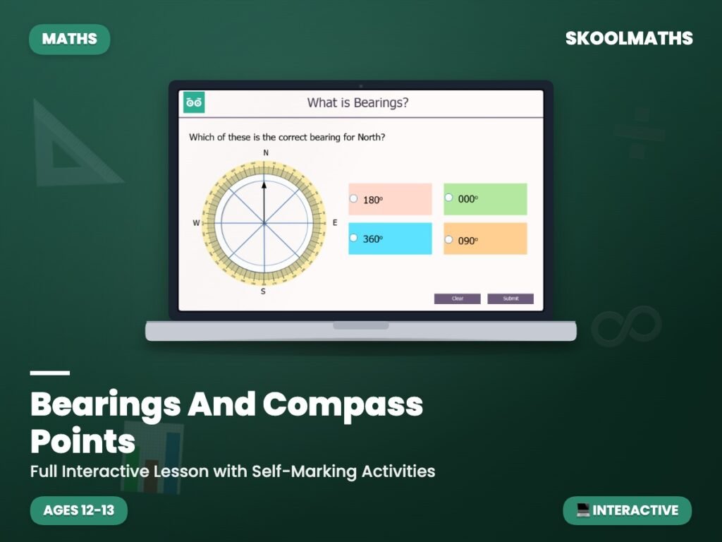 Bearings And Compass Points Maths For — Interactive Lesson & Activities (Ages 12–13)