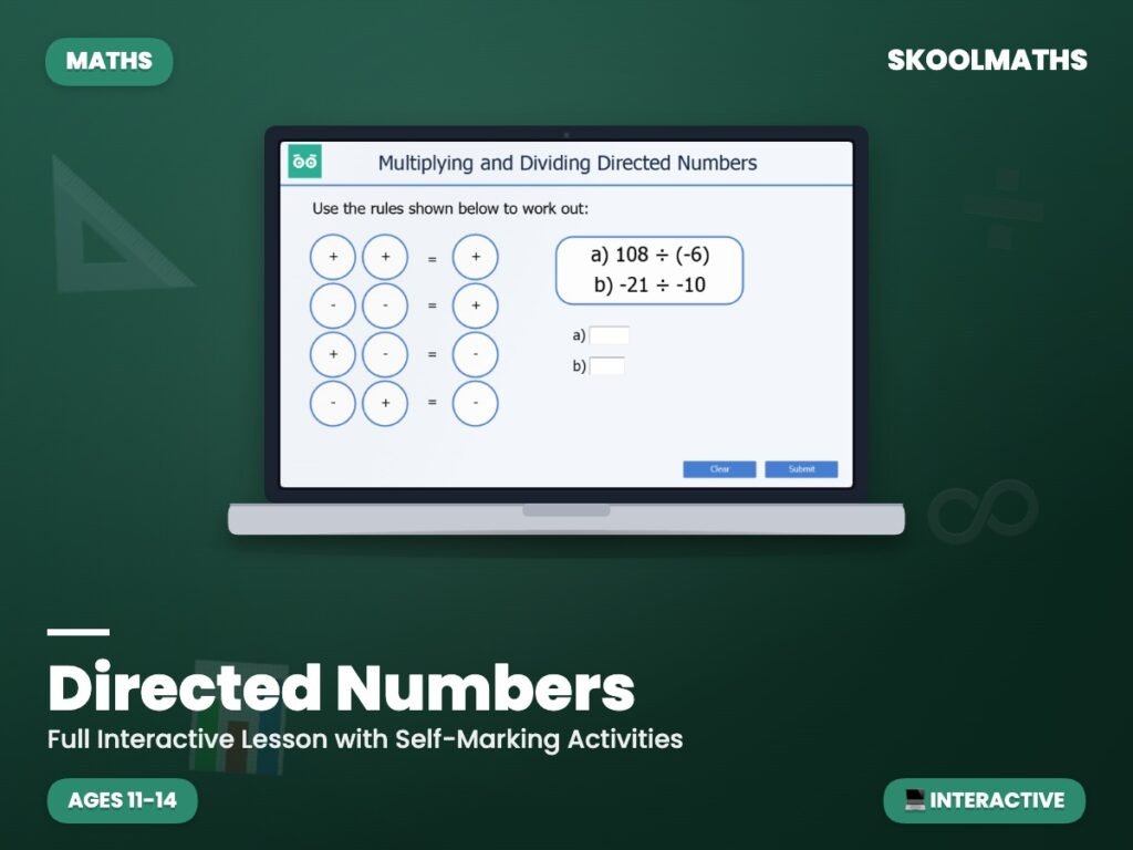 Directed Numbers Learning — Interactive Lesson (Ages 11–12)