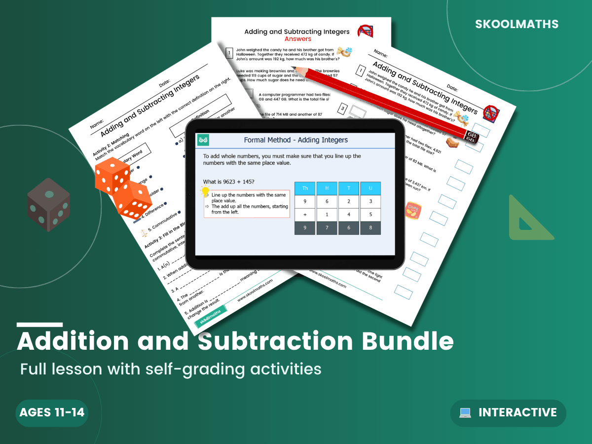 How to Add and Subtract Integers: Digital Year 7 Maths Self-Grading ...