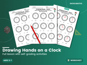 Drawing Hands on a Clock Worksheets