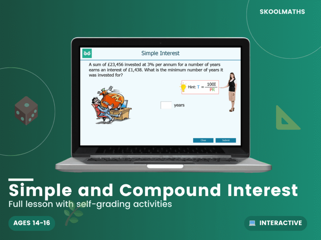 Simple and Compound Interest for KS3 to GCSE