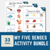 My Five Senses Worksheets with Classroom Poster