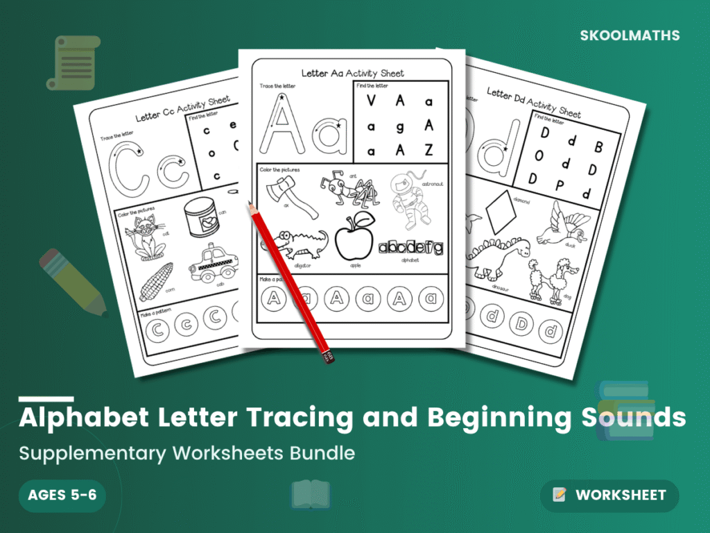 Alphabet Letter Tracing and Beginning Sounds Worksheets