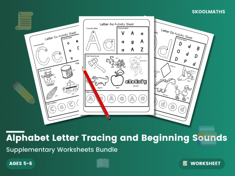 Alphabet Letter Tracing and Beginning Sounds — Worksheet (Ages 5–7 ...