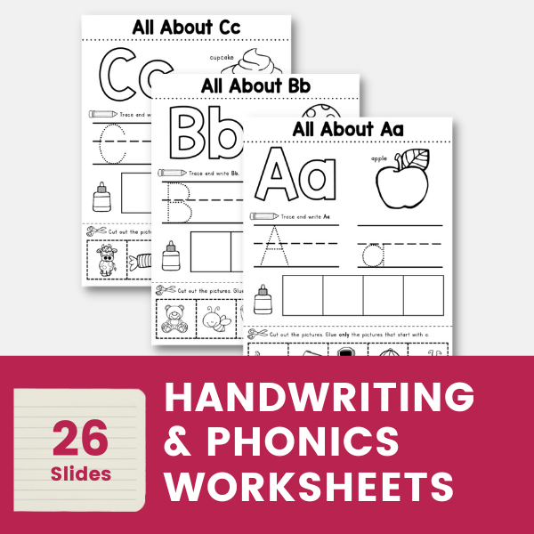 handwriting & phonics worksheets
