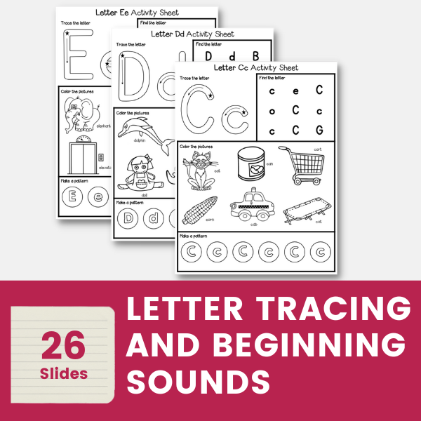 alphabet letter tracing and beginning sounds worksheets