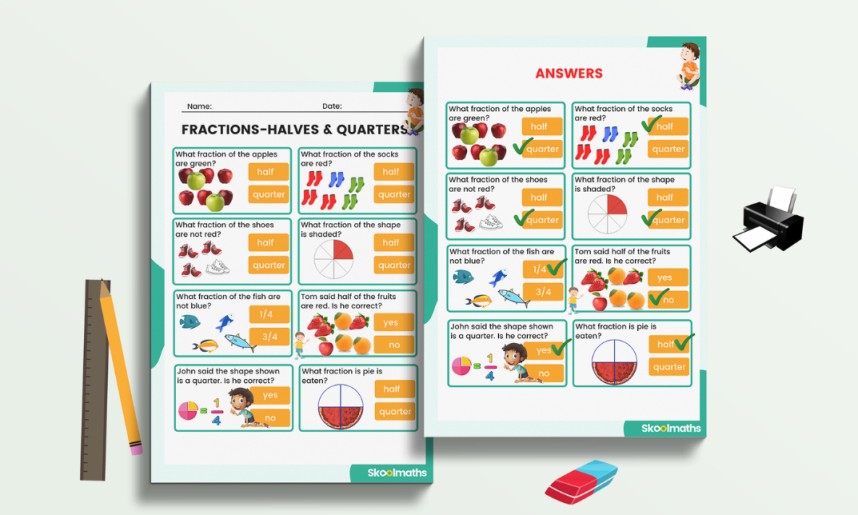 fraction halves and quarters