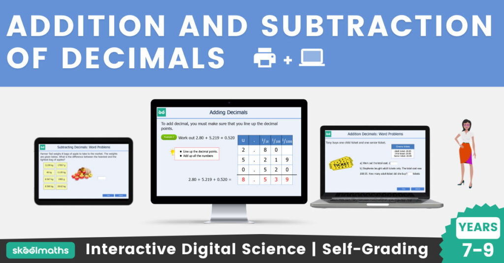 addition and subtraction of decimals