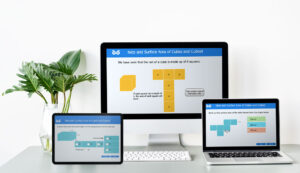 net of a cuboid showing faces labeled A, B, C for surface area calculation