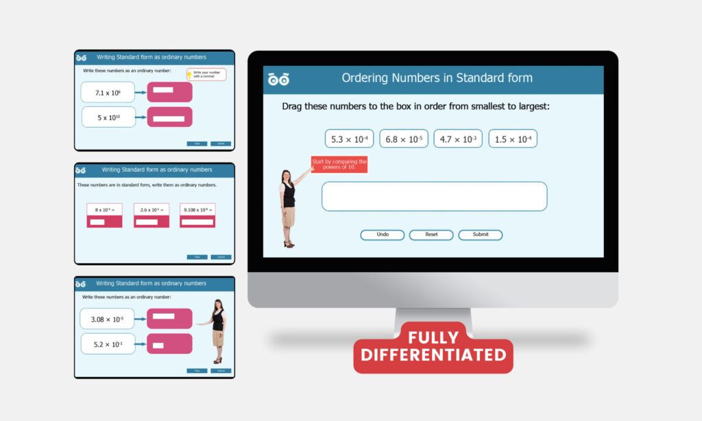 writing standard form as ordinary numbers