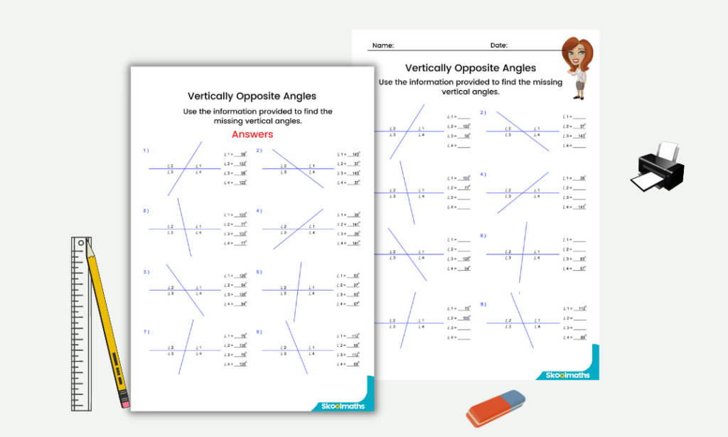 calculating vertically opposite angles