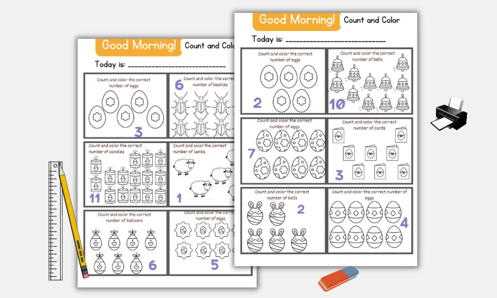 morning work count and color