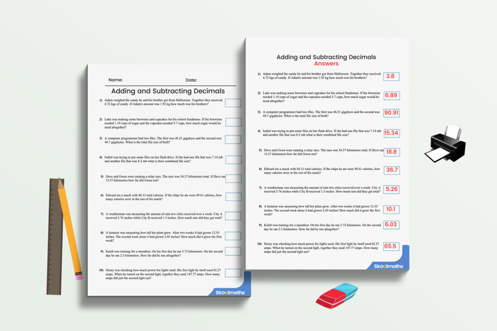 add and subtract decimals word problems