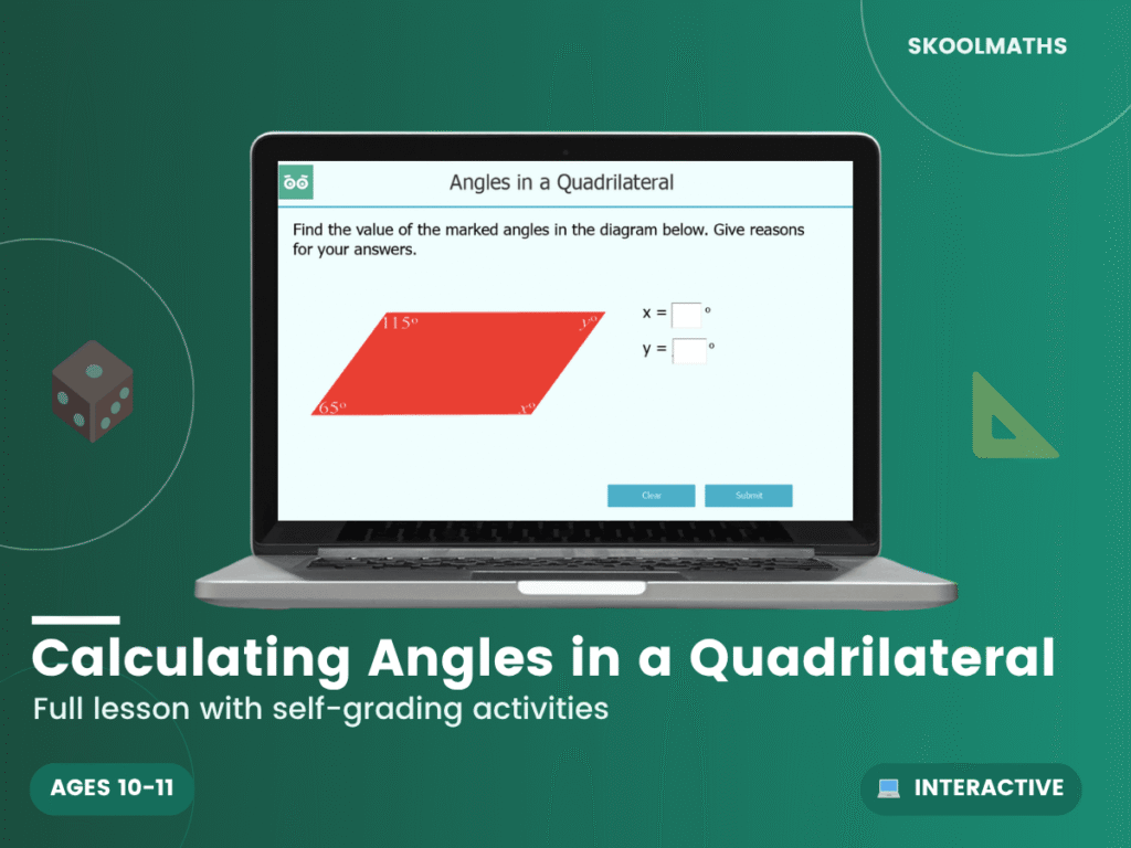 Calculating Angles in a Quadrilateral: Year 5 Maths Interactive Geometry Lesson
