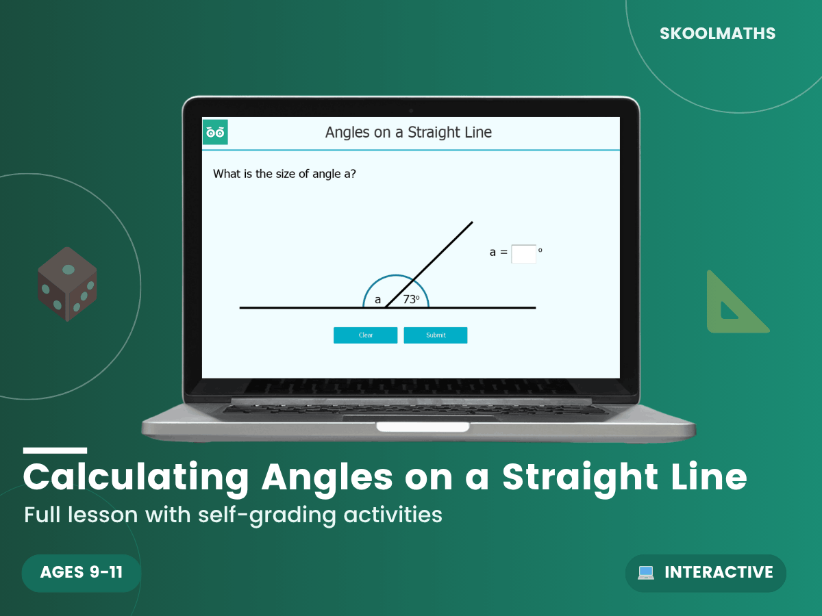 Working Out Angles Calculating Angles On A Straight Line: Maths Geometry — Interactive ...