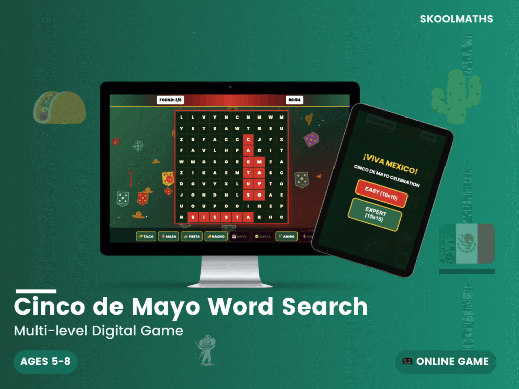 Cinco de Mayo Celebration Digital Word Search Game