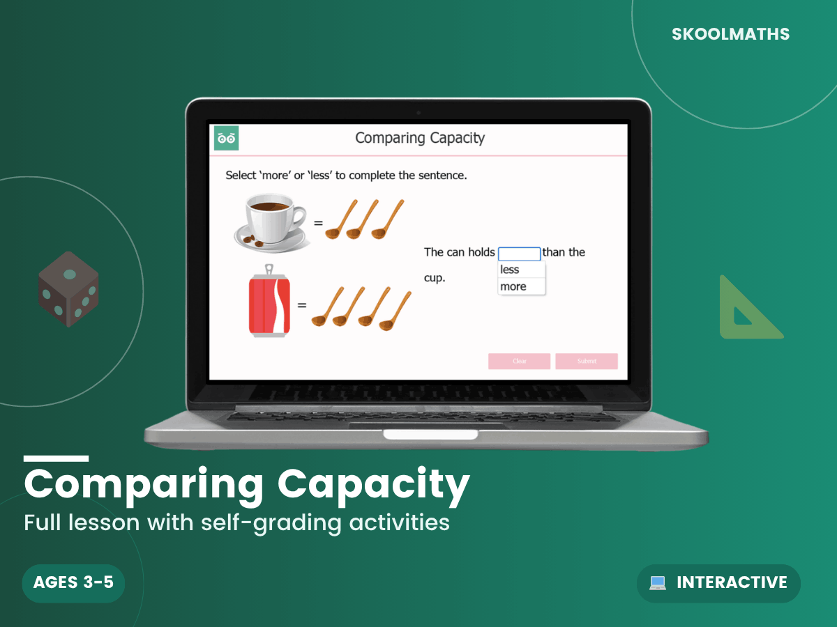 Compacity Math Comparing Capacity — Interactive Lesson (Ages 4–5) – Maths, Science ...