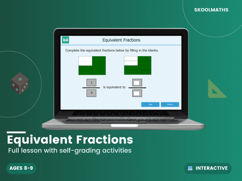 Equivalent Fractions Card Matching Game: Year 4 Maths Interactive Fraction Activity