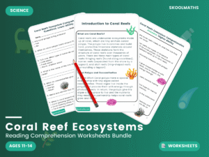 KS3 Reading Comprehension: Coral Reef Ecosystems – Biology & Ecology Worksheets