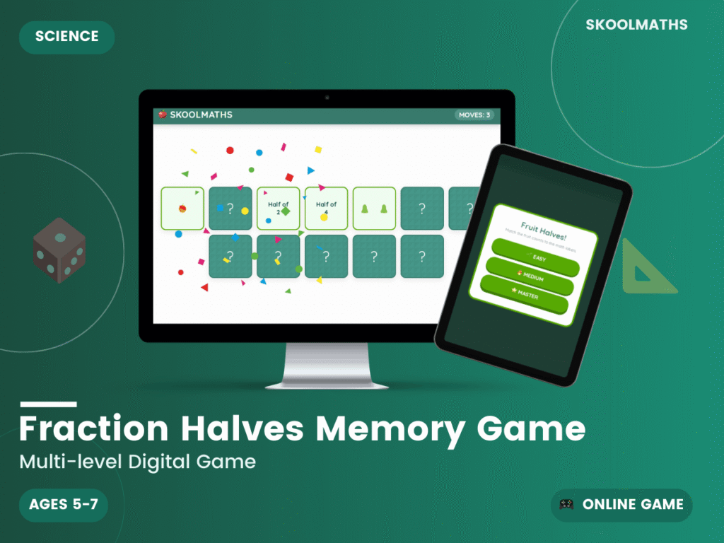 Fraction Halves Memory Game