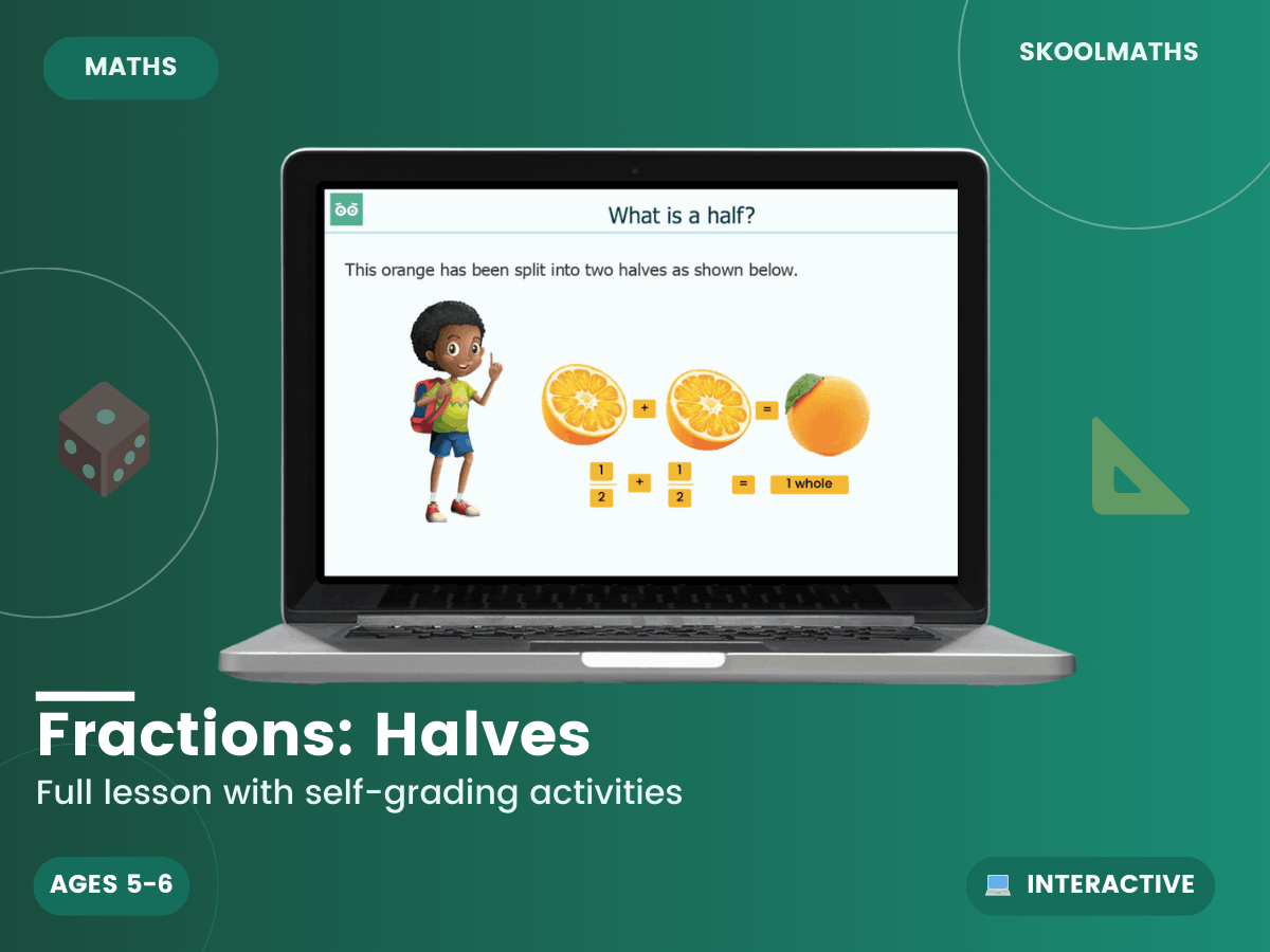 Fractions: Halves Fractions — Worksheet (Ages 5–6) – Maths, Science ...