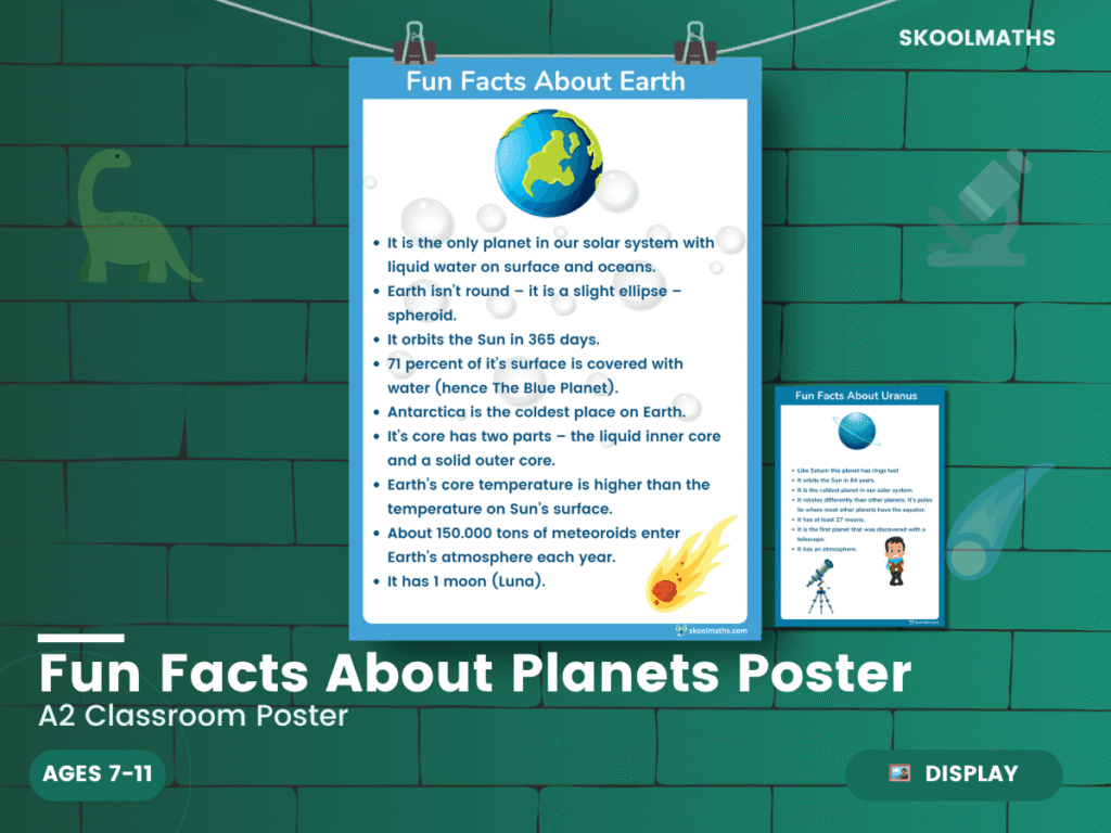 KS2 Space: Fun Facts About Planets – Interactive Solar System & Astronomy Poster and Actvities
