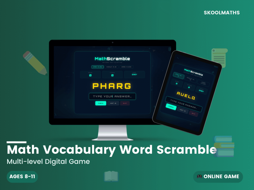 Math Word Scramble Digital Game