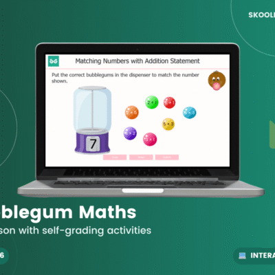 Bubblegum Adding, Subtracting, Counting — Interactive Lesson (Ages 4–5)