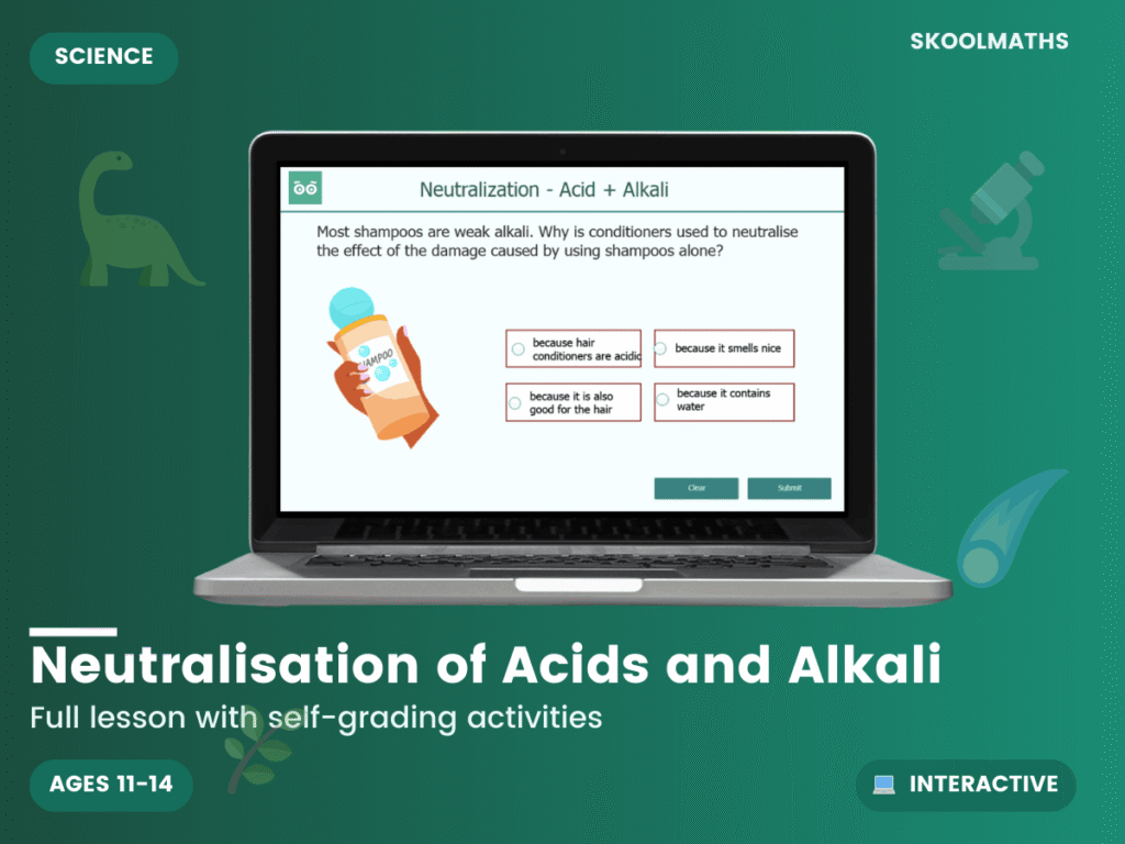 KS3 Chemistry: Neutralisation of Acids and Alkalis – Interactive Lesson & Lab Safety