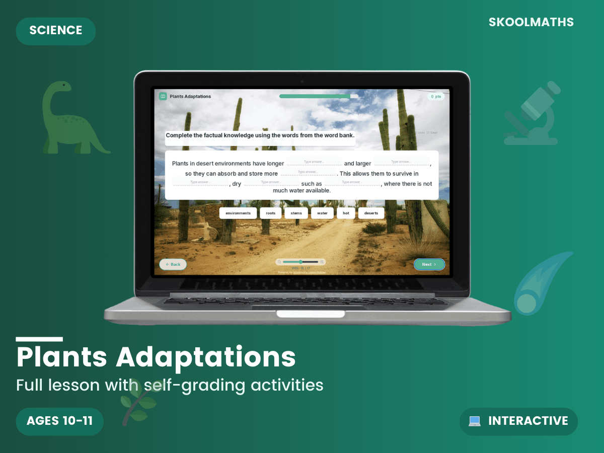 Plant Adaptations — Interactive Lesson (Ages 10–11) – Maths, Science ...