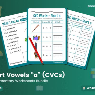 CVC Words: Short a — Worksheets Packet (Ages 5–6)