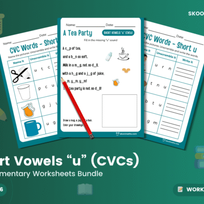 CVC Words: Short u — Worksheets Packet (Ages 5–6)