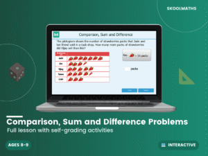 Solving Comparison, Sum and Difference Problems: Year 4 Maths Interactive Lesson