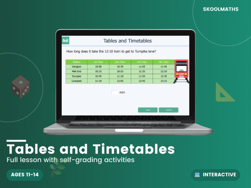 Interative Timetables Tables And Timetables — Interactive Lesson (Ages 11–14) – Maths ...