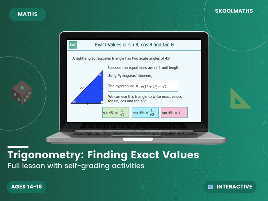 Trigonometric-Exact Values | Sine θ, Cosine θ and Tan θ