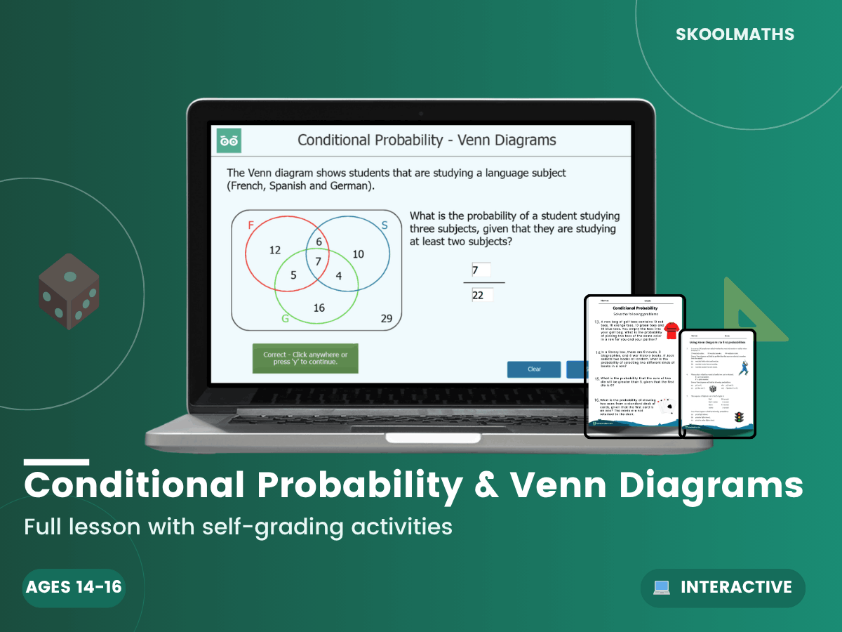 Conditional Probability With Venn Diagrams — Interactive Lesson (Ages ...