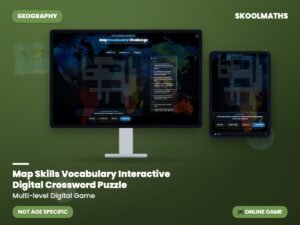 Map Skills Vocabulary Interactive Digital Crossword Puzzle Self-Marking