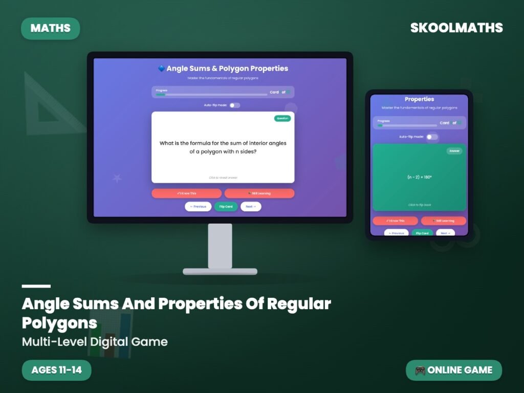 Angle Sums And Properties Of Regular Polygons — Interactive Lesson (Ages 11–14)