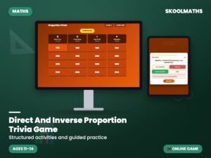 Direct And Inverse Proportion Trivia Game — Interactive Lesson (Ages 11–14)