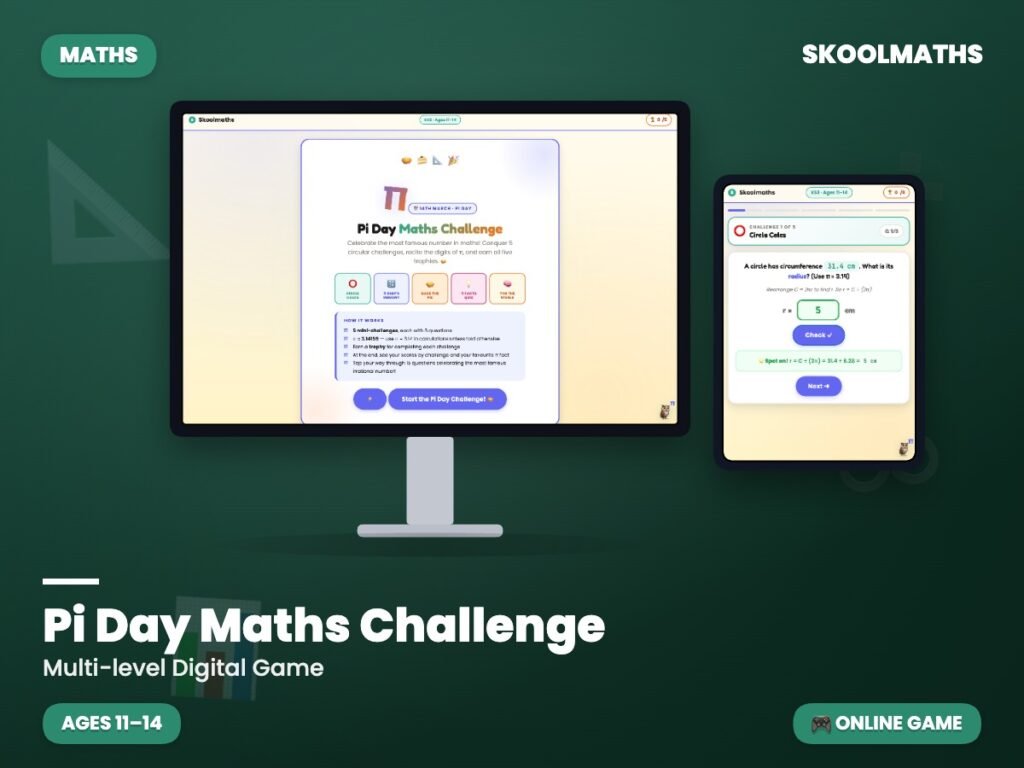 🎉 Free Pi Day Maths Challenge Game | KS3 Interactive Online Activity