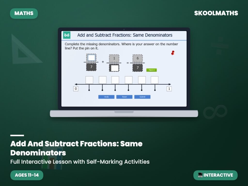 Add And Subtract Fractions: Same Denominators — Interactive Lesson (Ages 11–14)