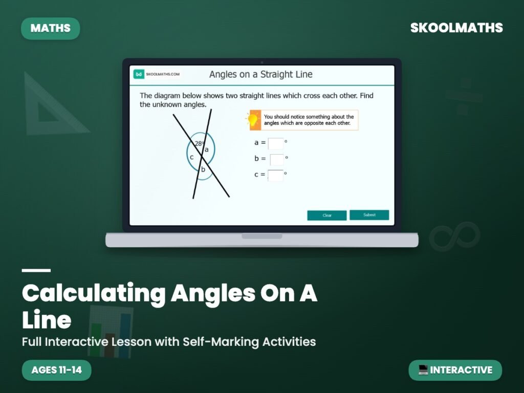 Calculating Angles On A Line — Interactive Lesson (Ages 11–14)