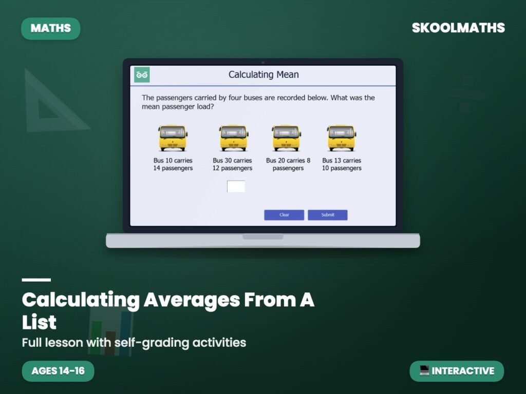 Calculating Averages From A List — Interactive Lesson (Ages 14–16)