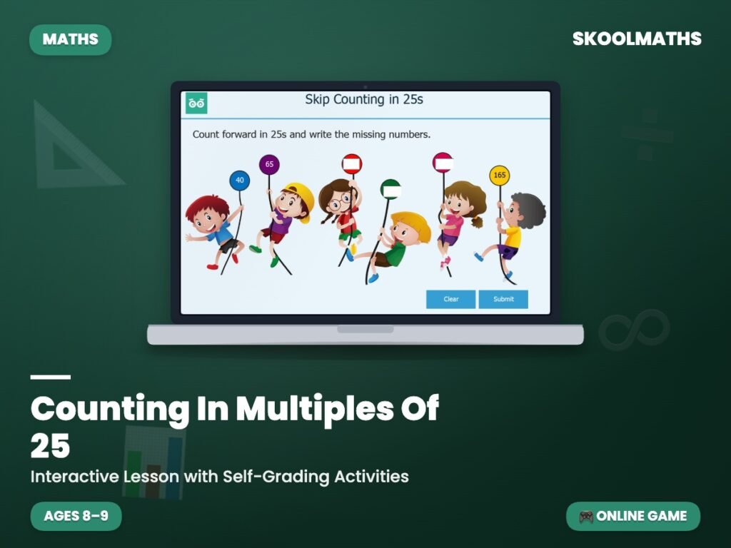 Counting In Multiples Of 25 — Interactive Lesson (Ages 8–9)