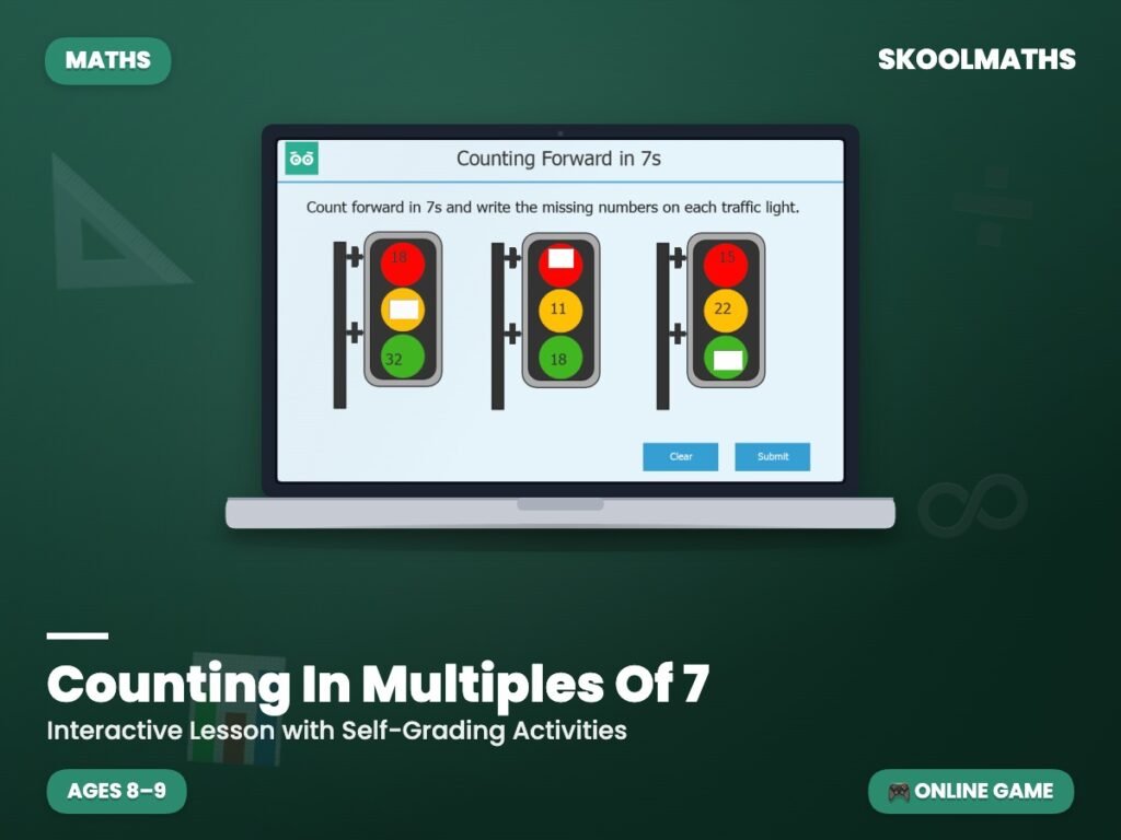 Counting In Multiples Of 7 — Interactive Lesson (Ages 8–9)