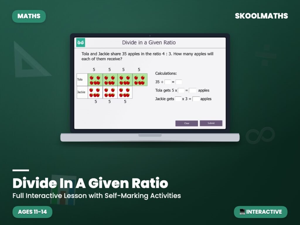 Divide In A Given Ratio — Interactive Maths Lesson (Ages 11–14)